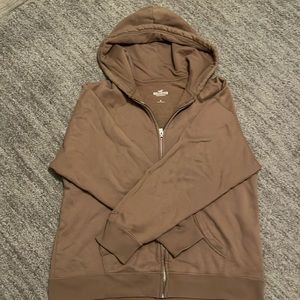 Tan Hollister zip-up hoodie